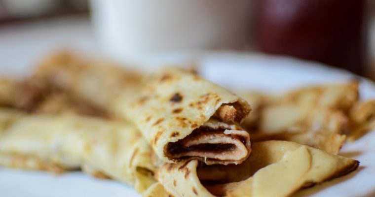 Crêpes (Pancakes) with Strawberry Jam & Yogurt