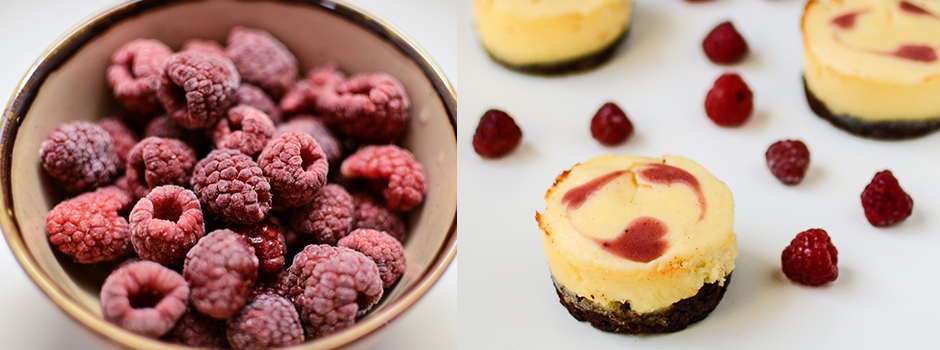Cupcakes: Mascarpone & Ricotta Cheesecake on Chocolate with Raspberry Hearts