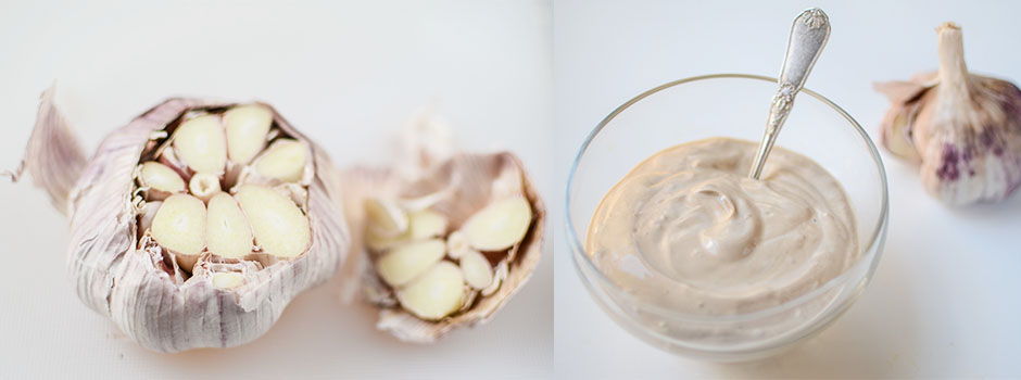 Light yogurt dip with garlic, soy sauce & pepper