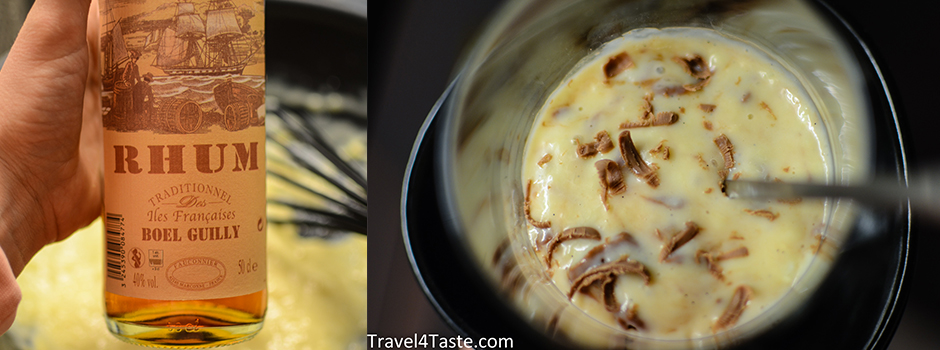 Pudding with Rum and Chocolate flakes (like German Herrencreme)