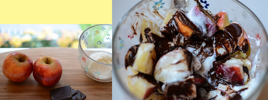 Apples with Yogurt and Chocolate