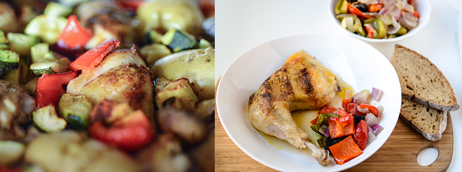 Chicken baked with vegetables