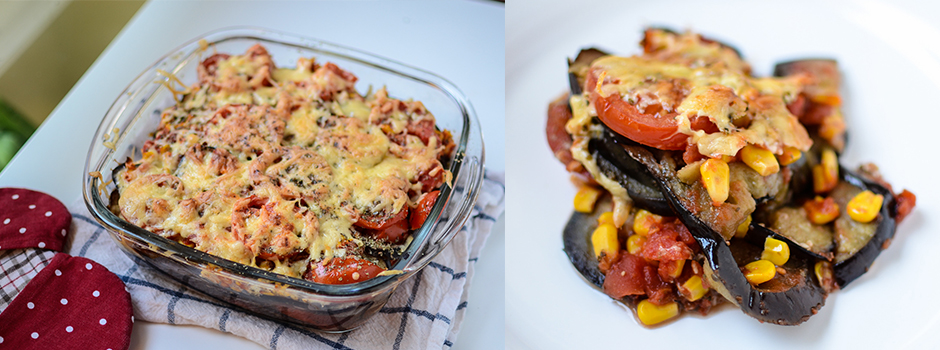 Baked Eggplant with Tomatoes and Cheese