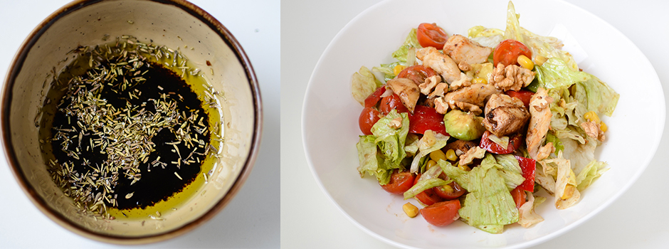 Salad with lemony chicken & avocado