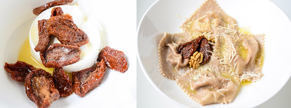 Wholemeal Ravioli with Ricotta, Sun-Dried Tomatoes & Walnuts