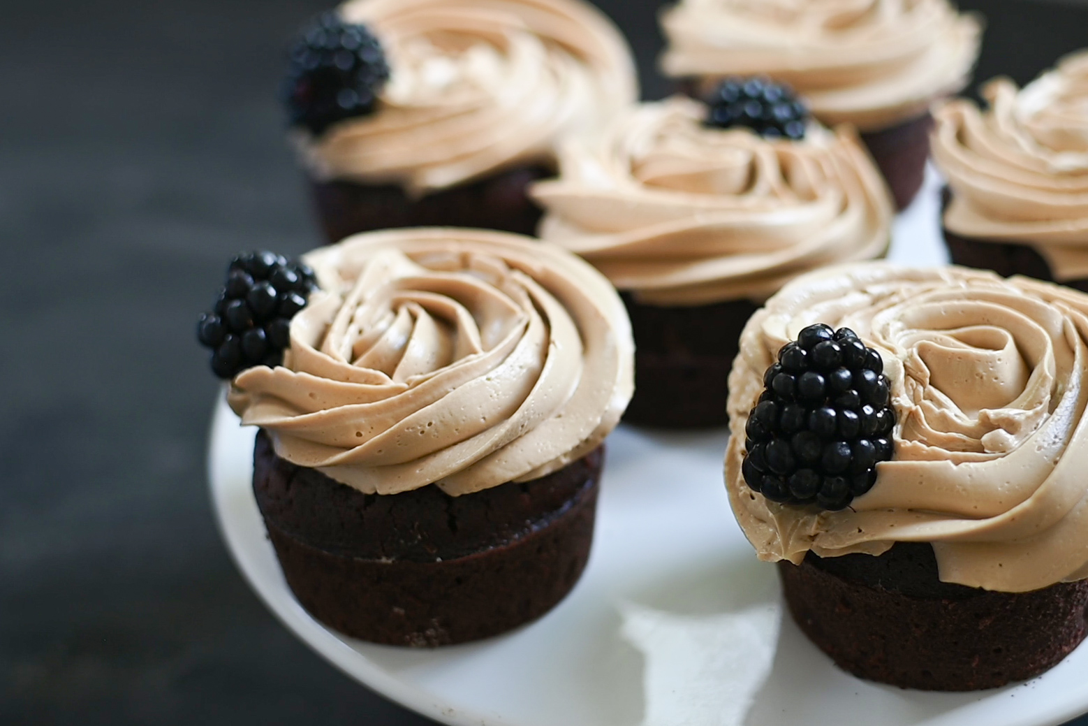 Moist Chocolate Cupcakes with a Velvety Coffee Cream